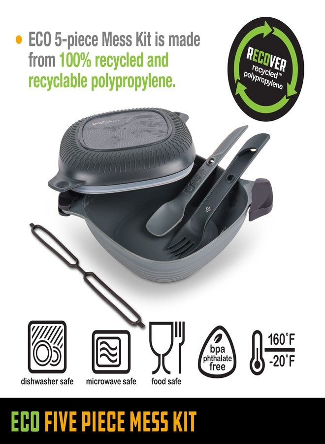 UCO Recycled ECO 5-Piece Camping and Outdoor Mess Kit with Bowl, Plate, Switch Spork Utensil Set - Image 2